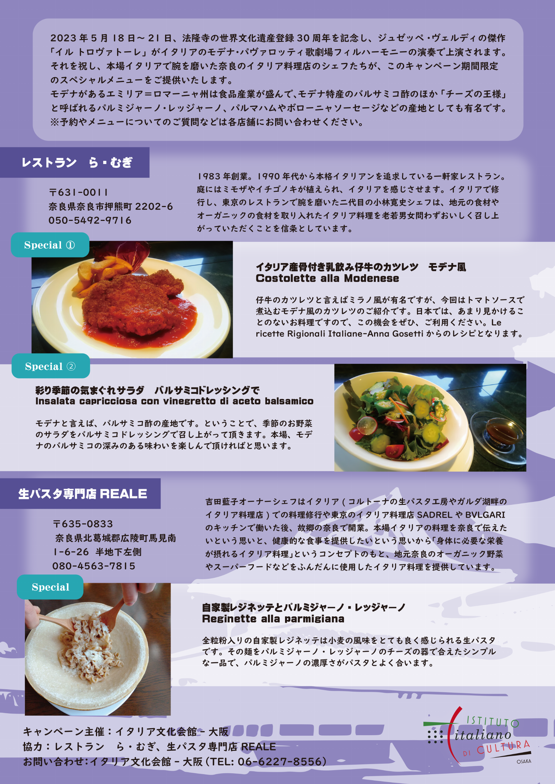 イタリアin奈良キャンペーンチラシ